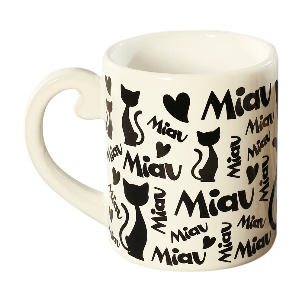 Caneca Miau Branca e Preta 300ml, , large. image number 0