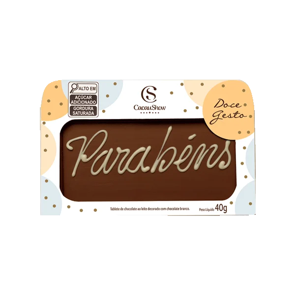 Tablete ao Leite Chocoarte Parab&eacute;ns 40g