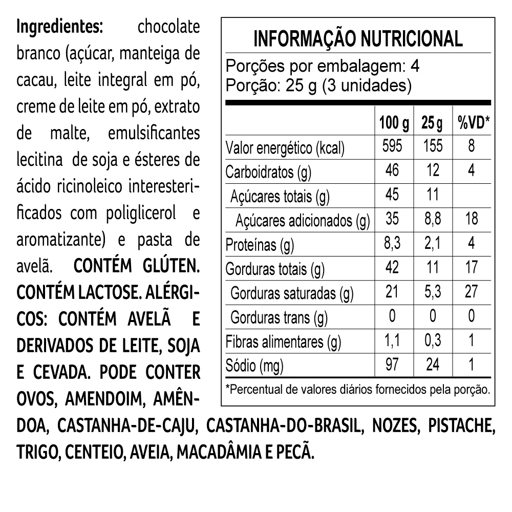 Tablete LaNut de Chocolate Branco e Avel&atilde; 100g, , large. image number 1