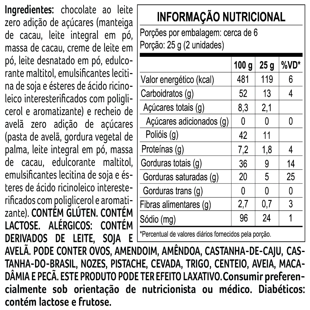 Caixa de Bombom Bless Zero Adi&ccedil;&atilde;o de A&ccedil;&uacute;car Avel&atilde; 160g, , large. image number 2