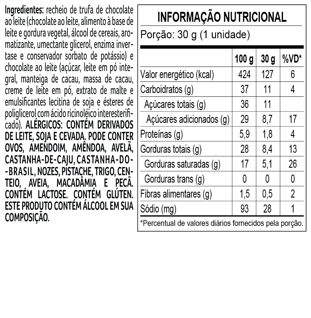 Trufa ao Leite Tradicional 30g, , large. image number 1