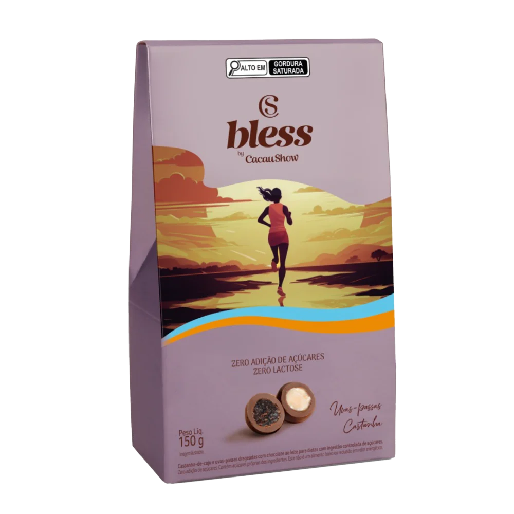 Drageado Bless Zero A&ccedil;&uacute;car e Zero Lactose de Uva com Castanhas 150g, , large. image number 0
