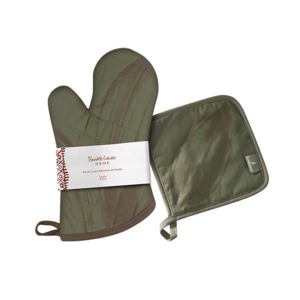 Kit Luva e Descanso de Panela Verde Bendito Cacao
