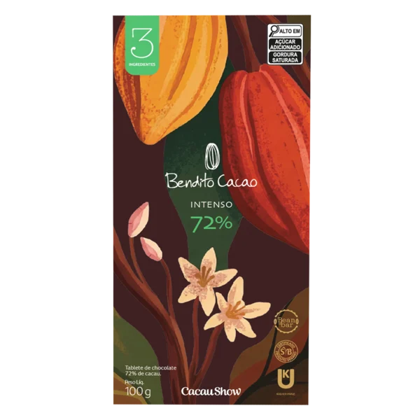 Tablete Bendito Cacao de Chocolate 72% Cacau 100g