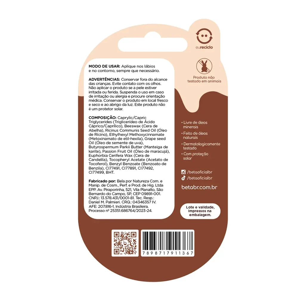Hidratante Labial Beta Sabor Chocolate 9,5g, , large. image number 3