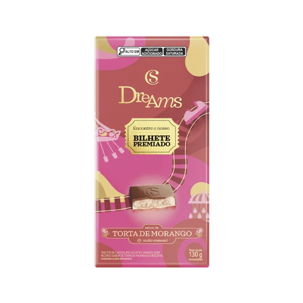 Tablete Dreams Torta de Morango Edi&ccedil;&atilde;o Especial 130g