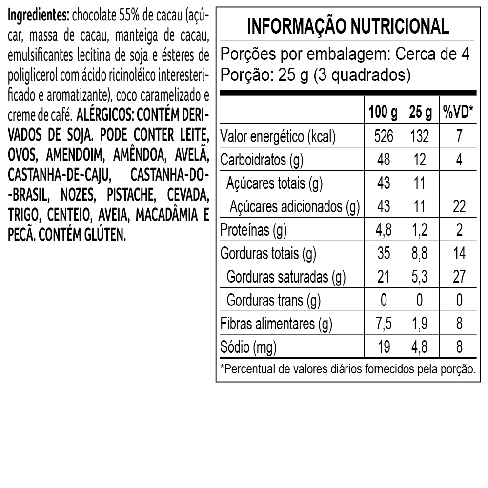 Tablete Bendito Cacao 55% Cacau com Coco e Caf&eacute; 100g, , large. image number 1