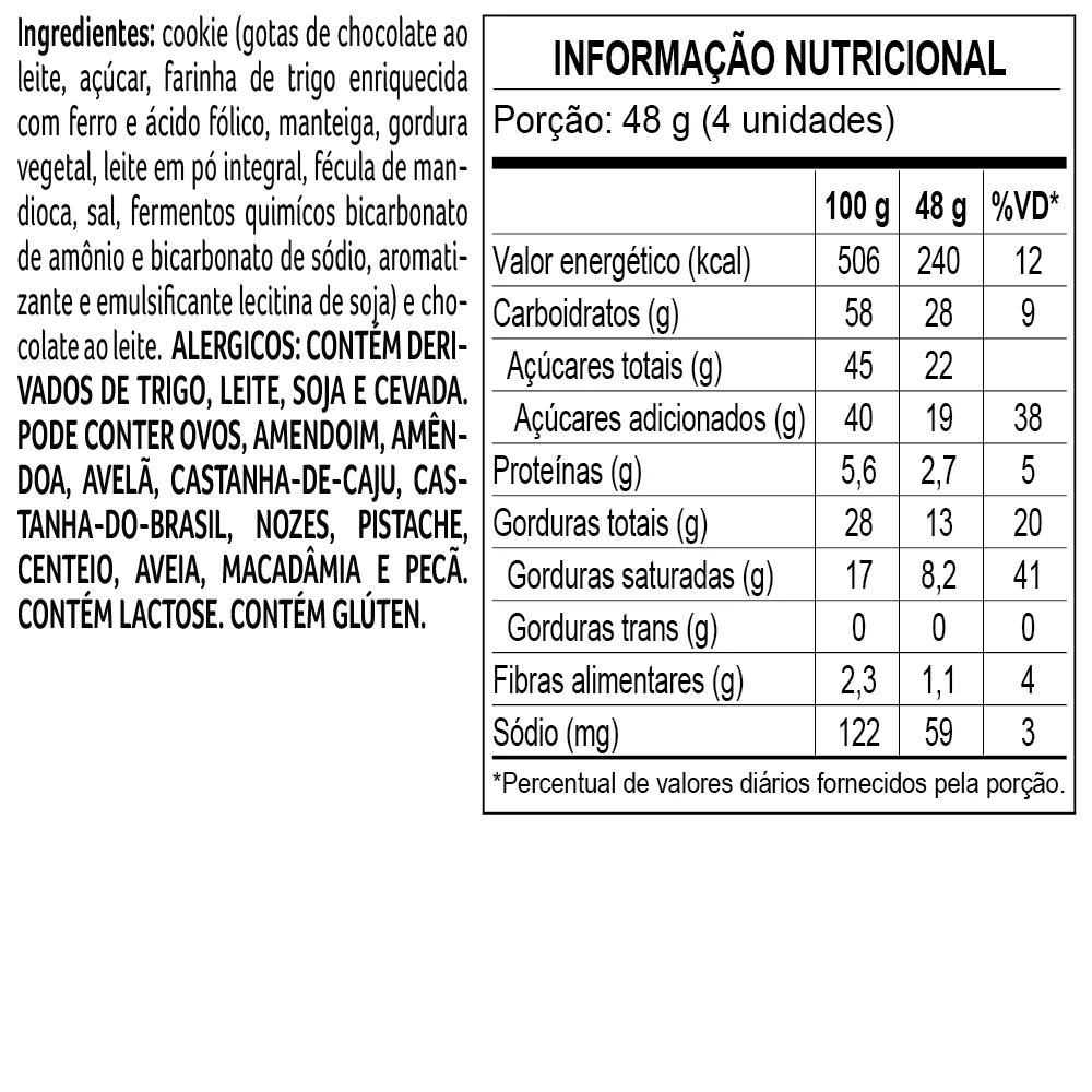 Cookies Banhado com Gotas de Chocolate ao Leite 48g, , large. image number 1