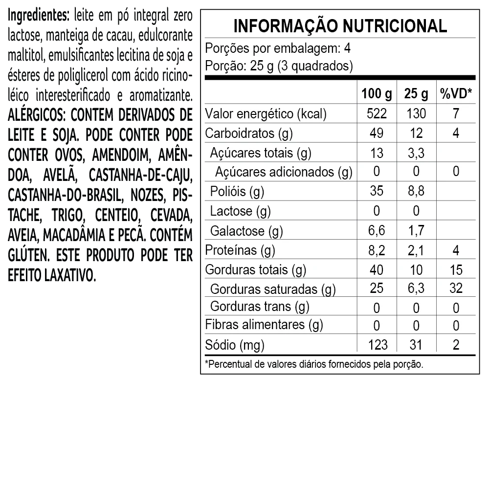 Tablete laCreme Branco Zero Adi&ccedil;&atilde;o de A&ccedil;&uacute;car 100g, , large. image number 1