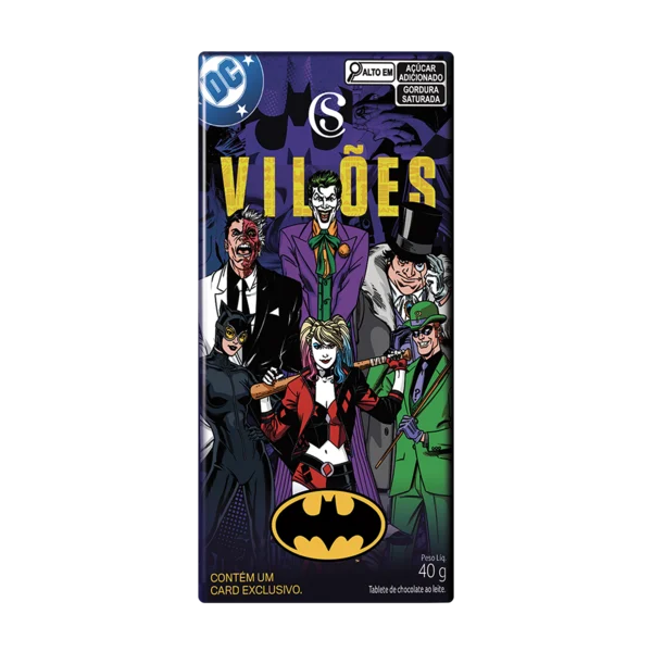 Tablete de Chocolate Vil&otilde;es do Batman com Card 40g