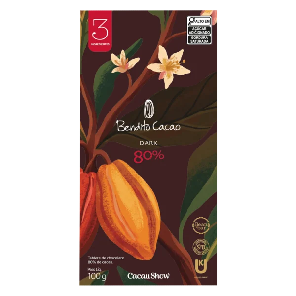 Tablete de Chocolate Intenso Bendito Cacao 80% 100g