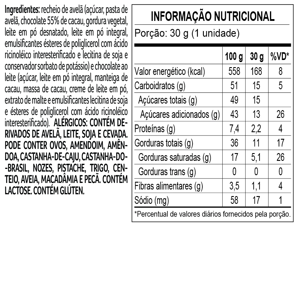 Trufa de Chocolate ao Leite e Avel&atilde; 30g, , large. image number 2