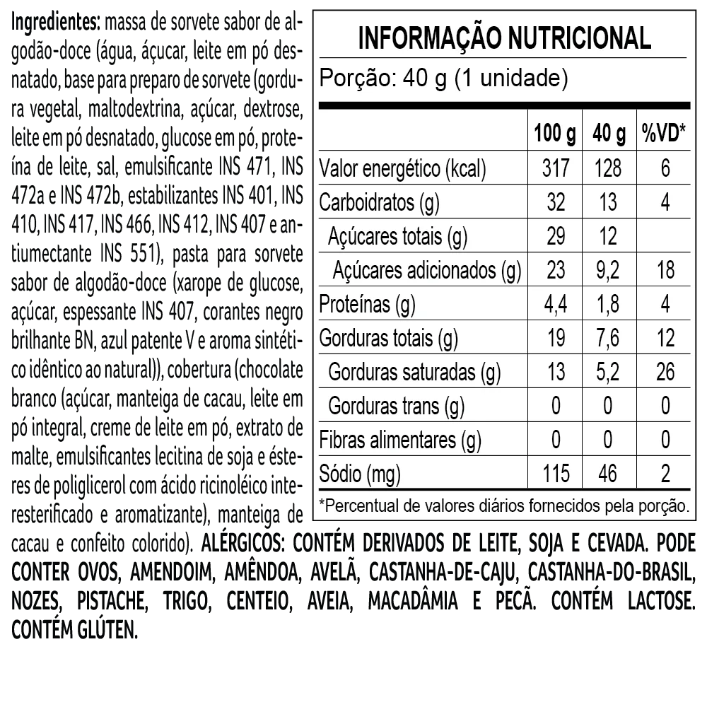 Sorvete Ursinhos Carinhosos Algod&atilde;o Doce 40g, , large. image number 1