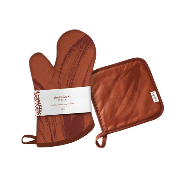 Kit Luva e Descanso de Panela Terracota Bendito Cacao