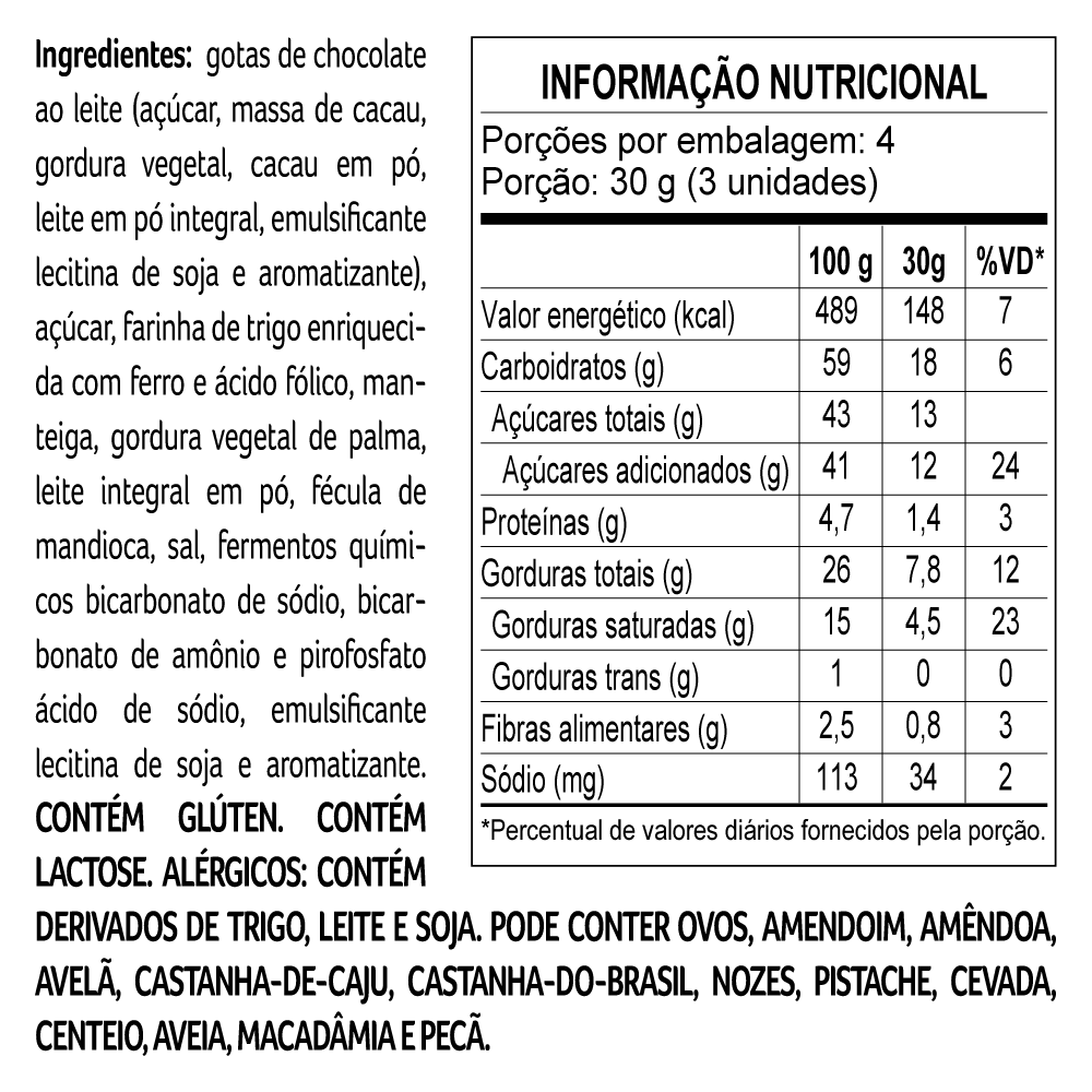 Cookies com Gotas ao Leite 120g, , large. image number 1