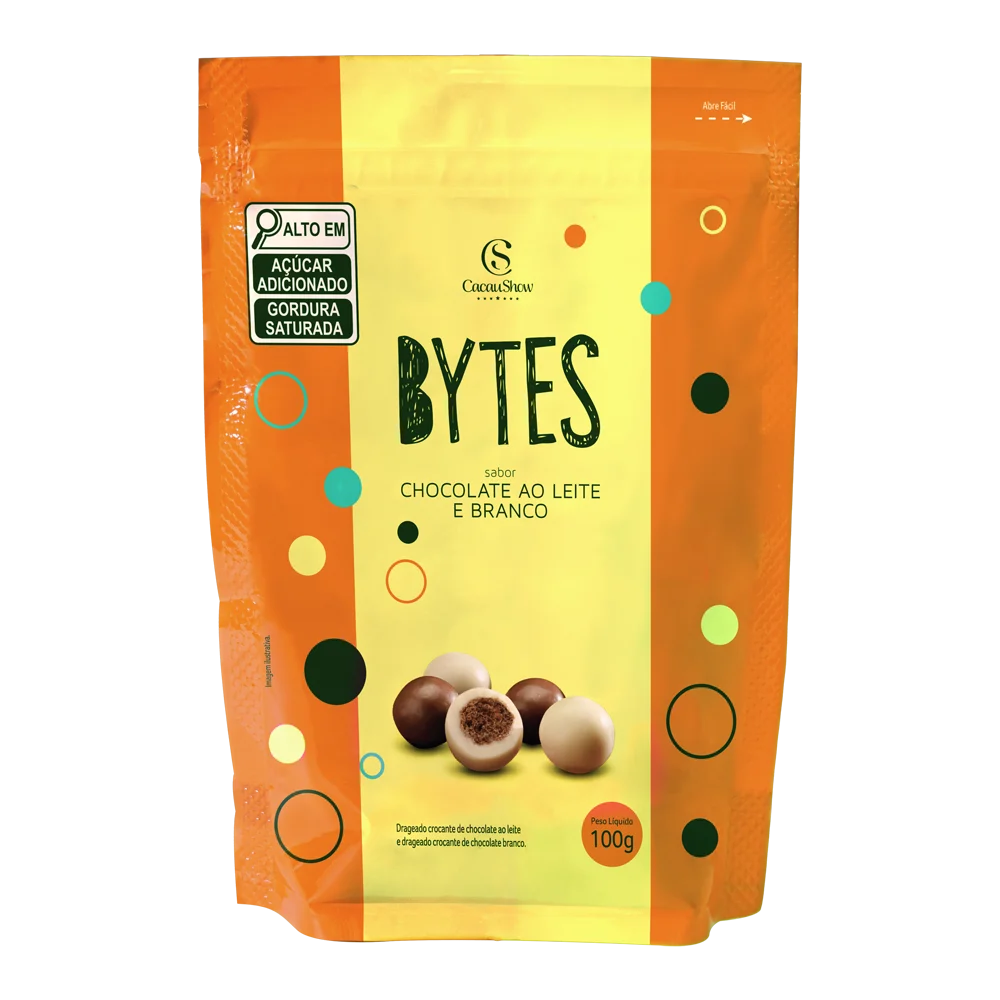 Drageado Bytes ao Leite e Branco 100g, , large. image number 0