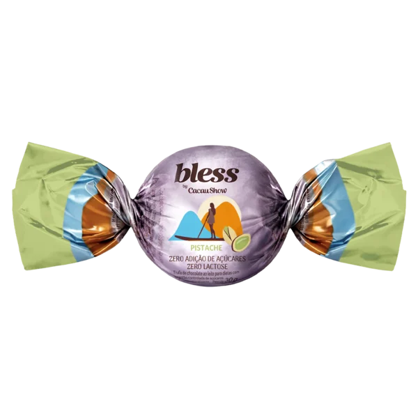 Trufa Bless Zero A&ccedil;&uacute;car e Zero Lactose de Chocolate Branco com Pistache 30g