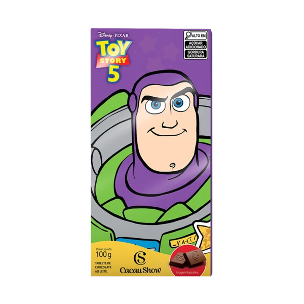Tablete Toy Story de Chocolate ao Leite Buzz Lightyear 100g