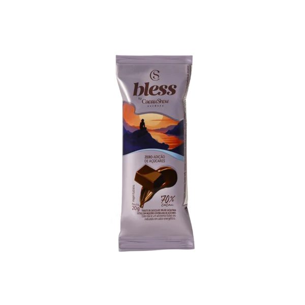 Tablete Bless Zero Adi&ccedil;&atilde;o de A&ccedil;&uacute;car de Chocolate 70% 20g
