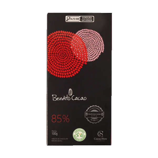 Tablete Bendito Cacao de Chocolate 85% Cacau 100g