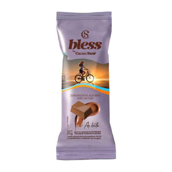 Tablete Bless Zero A&ccedil;&uacute;car e Zero Lactose de Chocolate ao Leite 20g