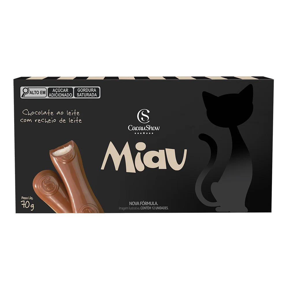 Tablete Miau de Chocolate ao Leite Recheado 70g, , large. image number 0
